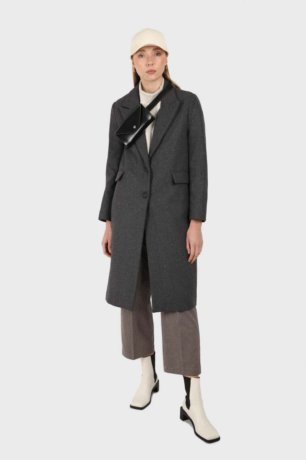 Charcoal grey single breasted wool coat_1