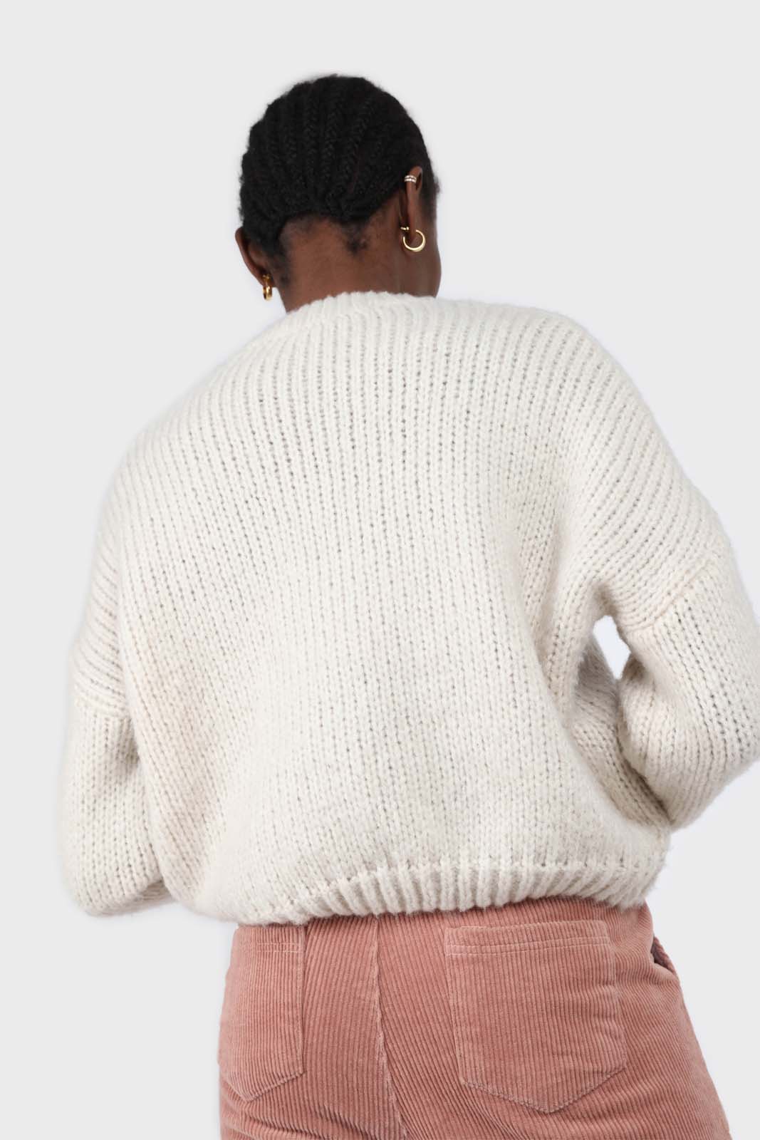 Beige chunky knit crew neck jumper_5