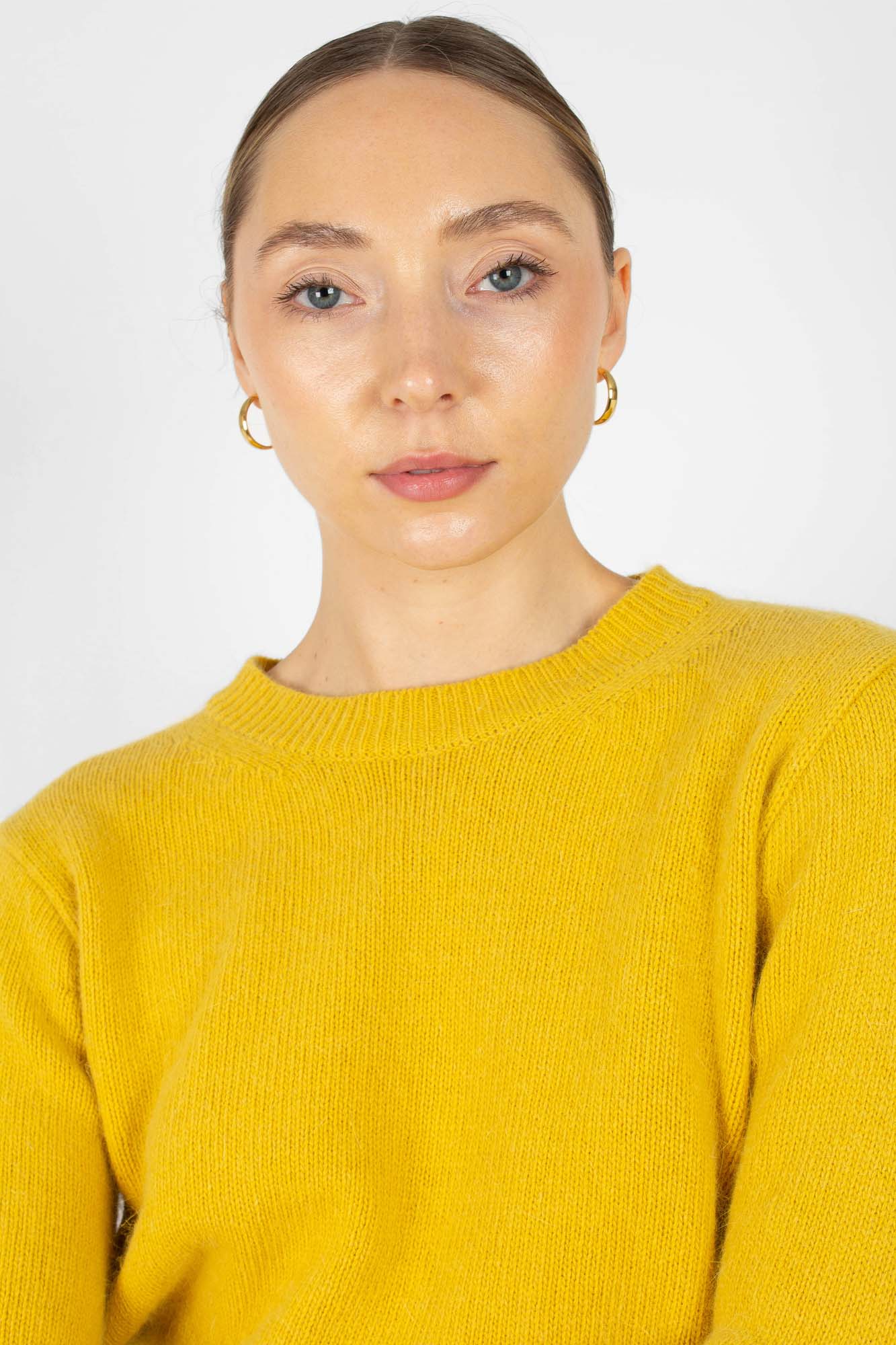 Yellow angora crew neck jumper_8