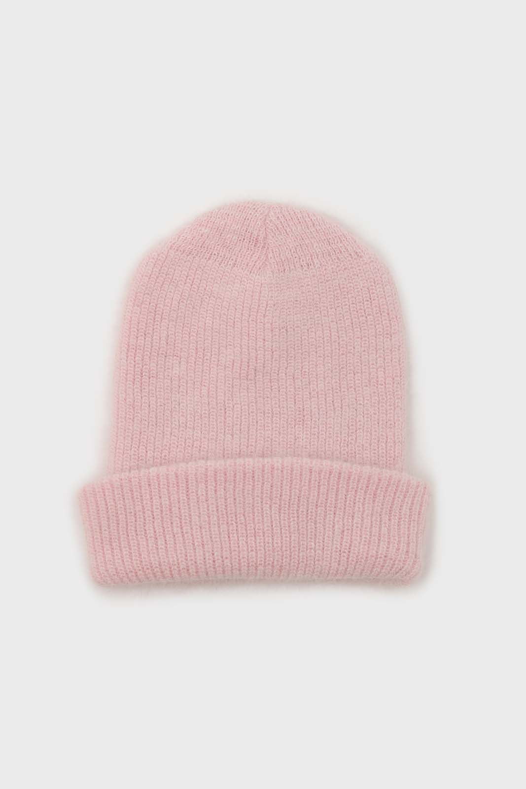 Pale pink mohair beanie and angora sock set