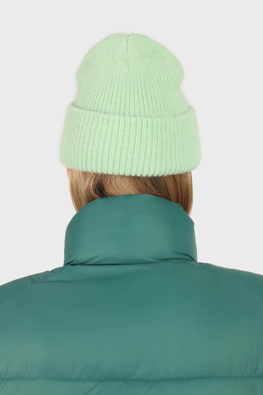Pale lime mohair beanie hat_2