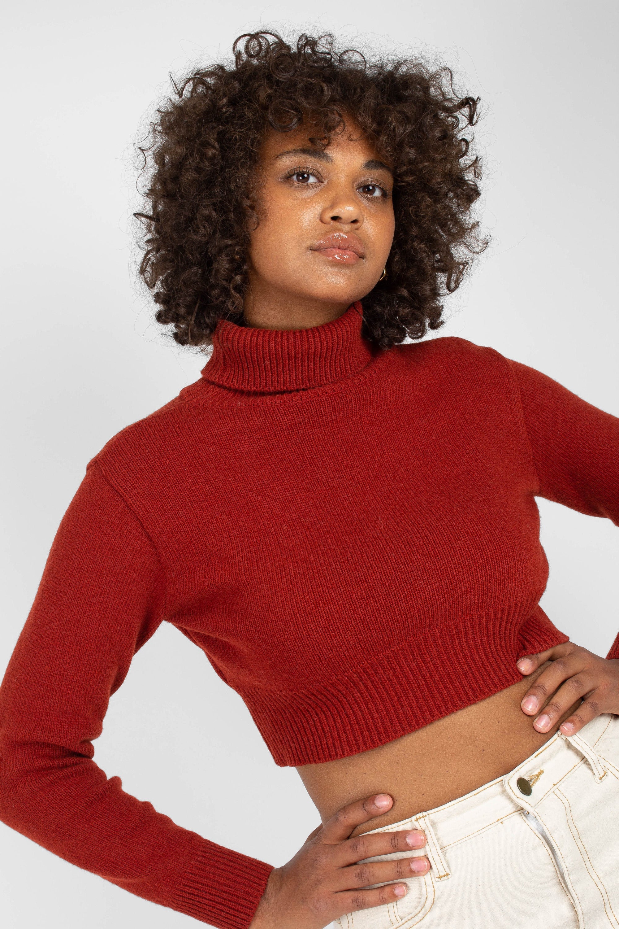 Rust orange wool cropped turtleneck jumper_2