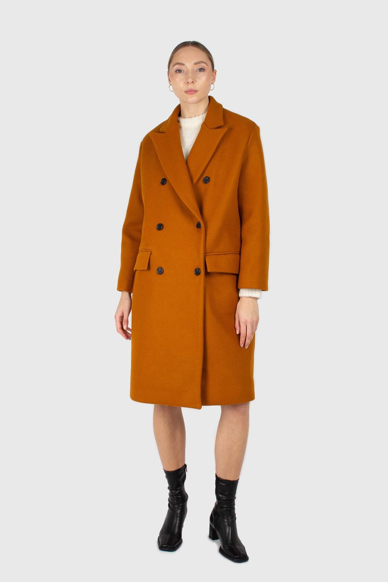 Mustard smooth double breasted coat_1