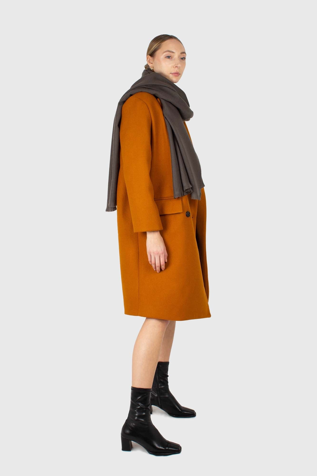 Mustard smooth double breasted coat_2