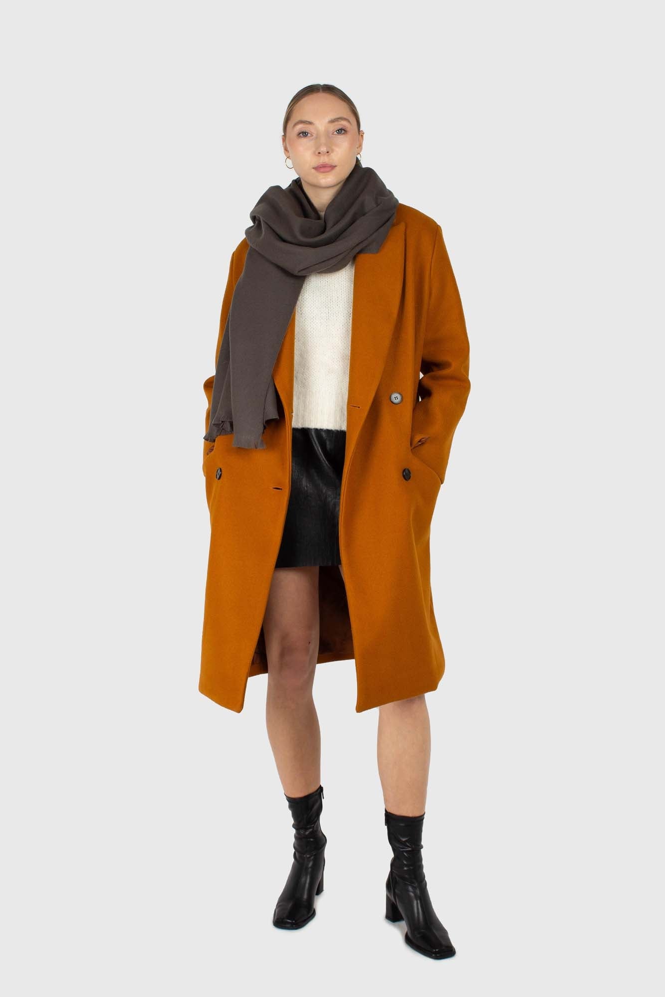 Mustard smooth double breasted coat_3