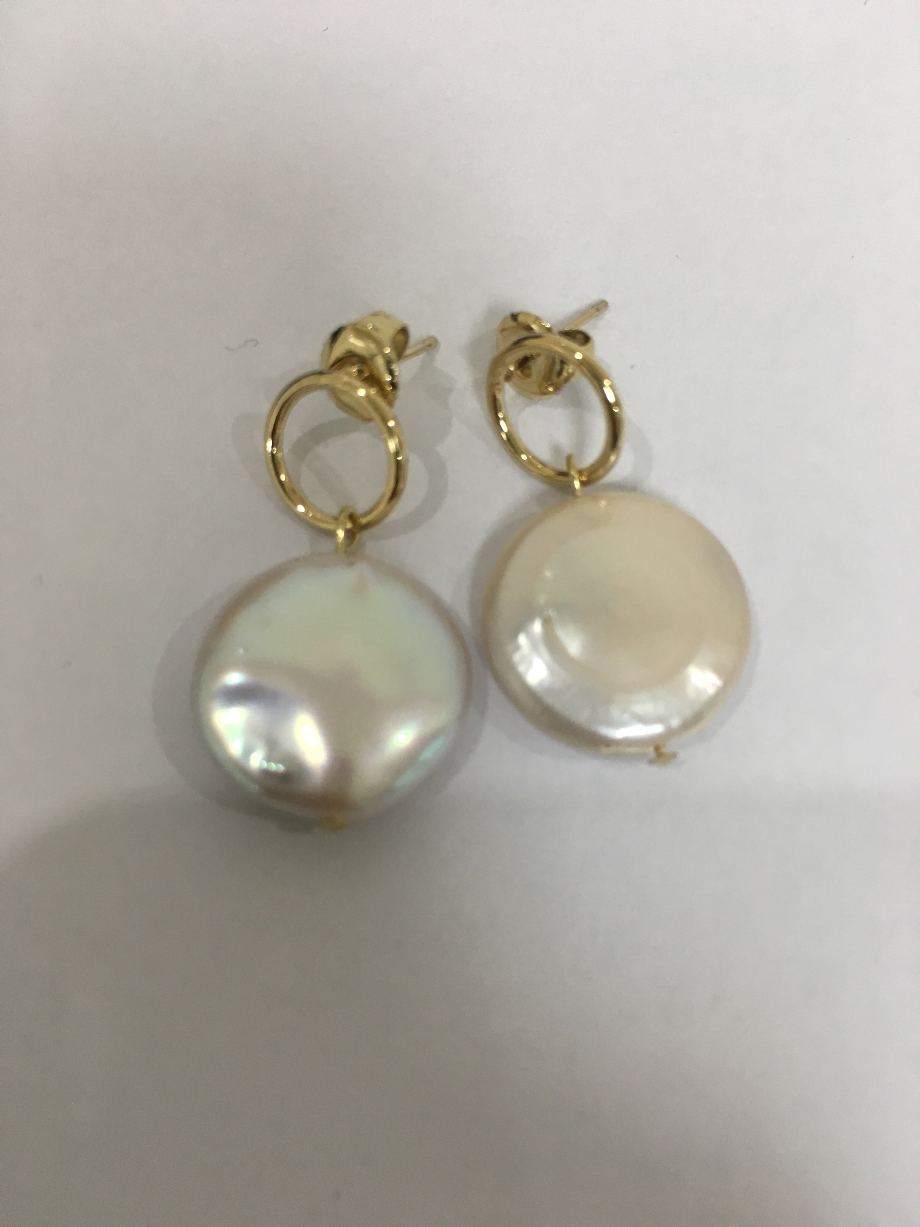 Gold genuine rough cut pearl earrings_1