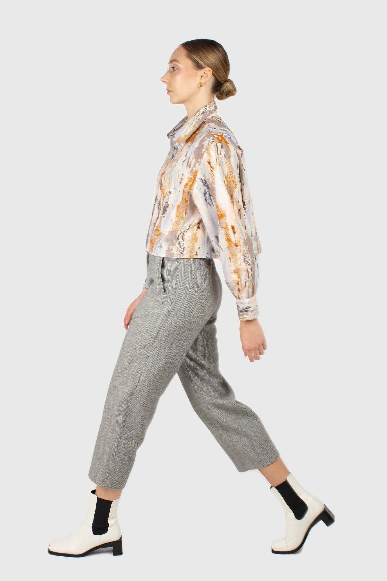 Grey herringbone belted wool trousers_2