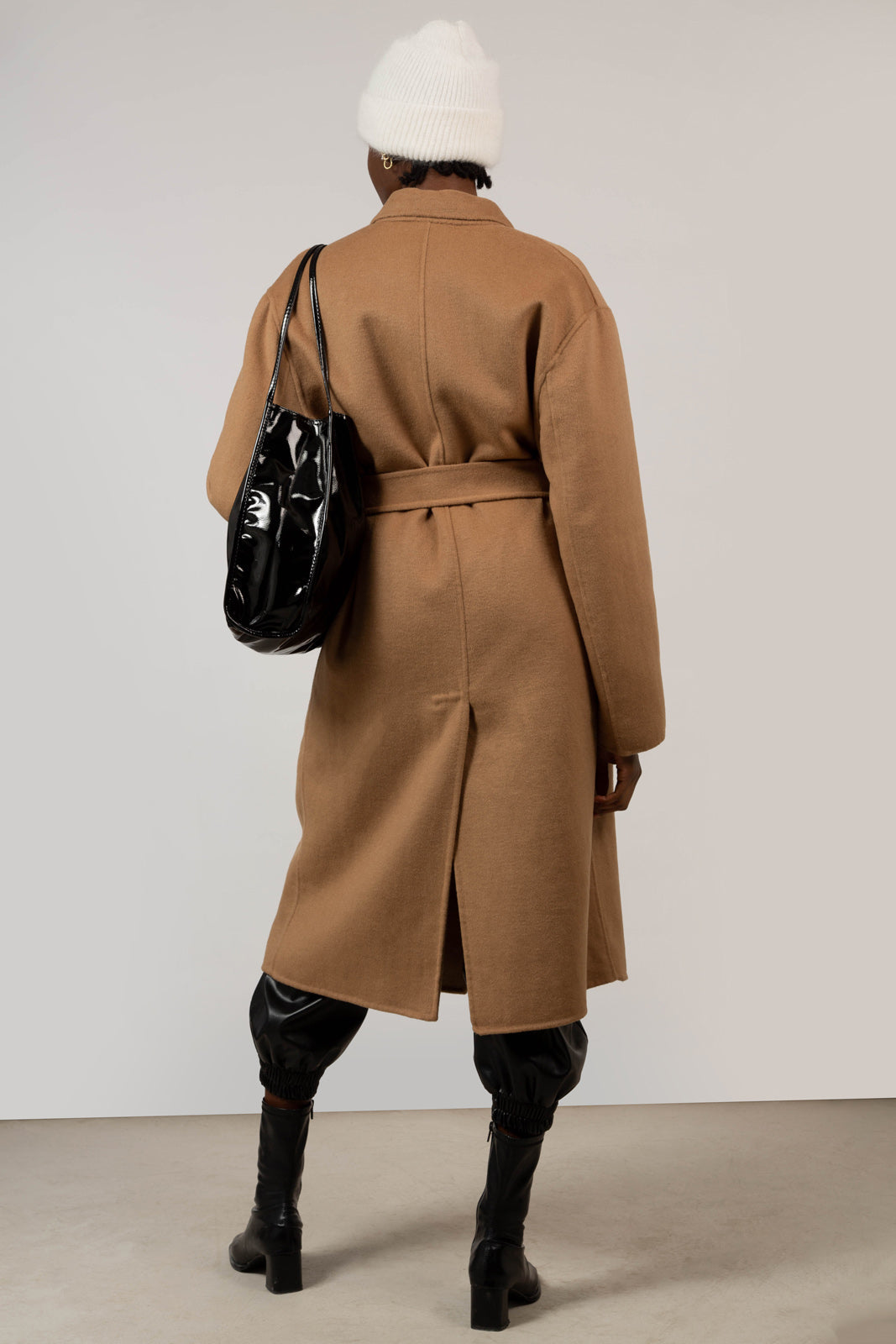 Beige wool blend handmade double breasted coat_7