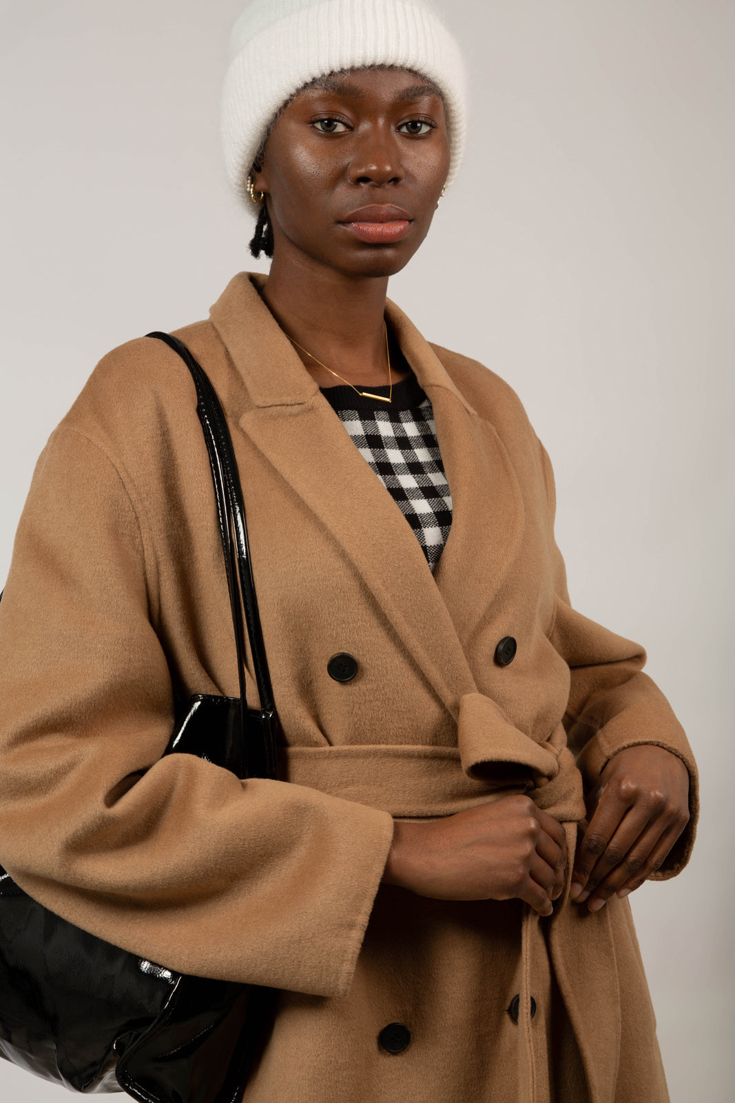 Beige wool blend handmade double breasted coat_6