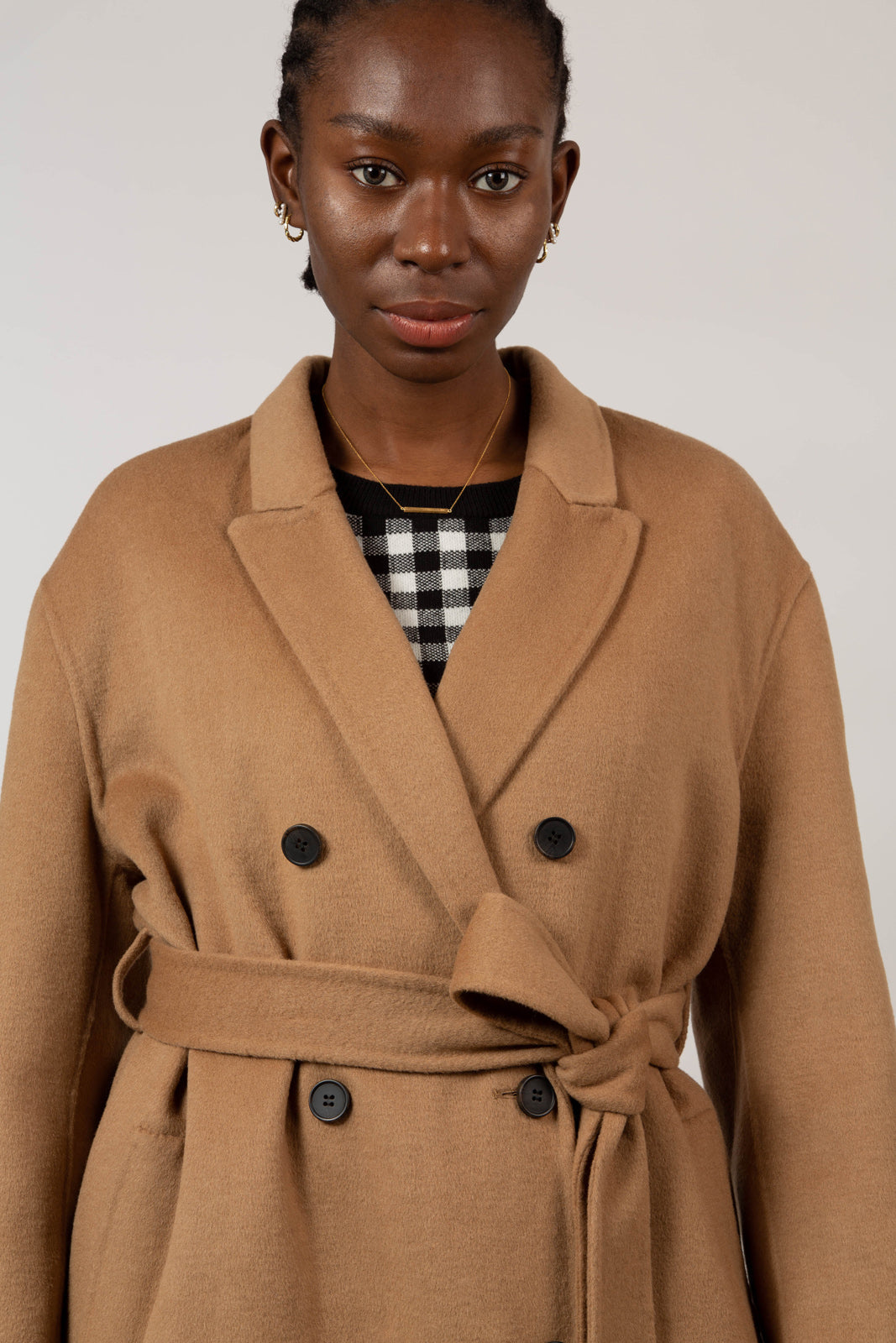 Beige wool blend handmade double breasted coat_8