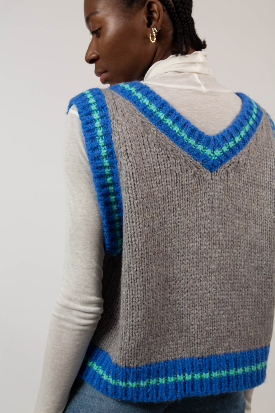 Grey and blue alpaca blend sweater vest_2