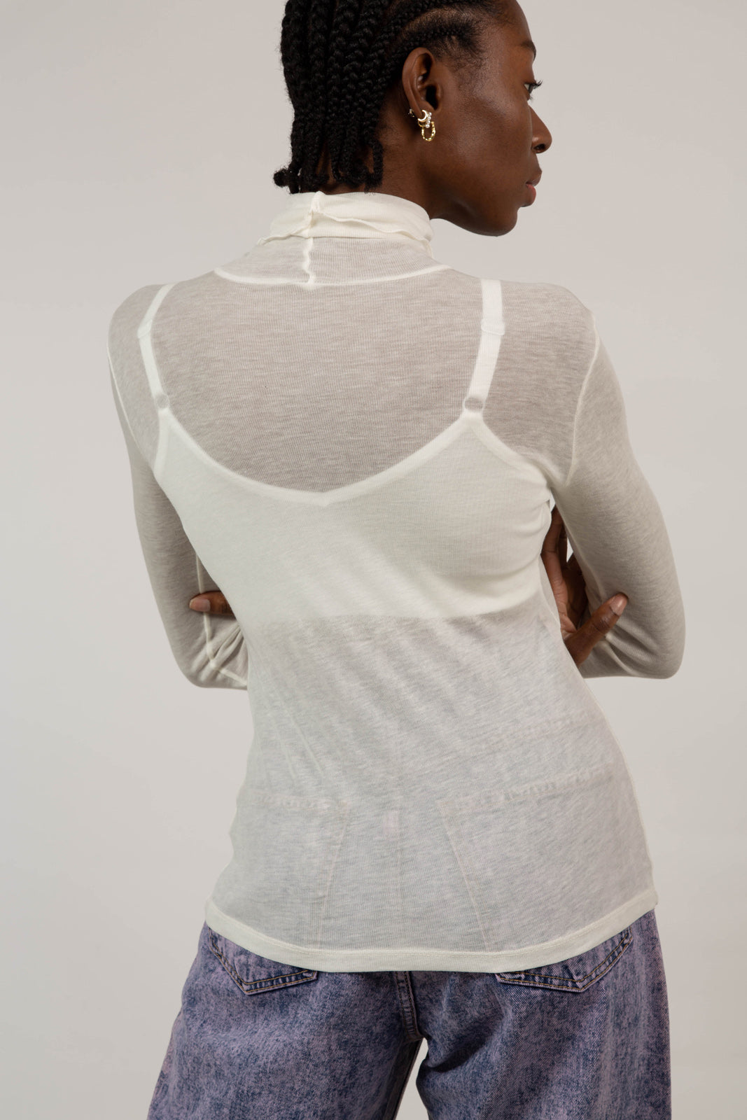 Ivory wool blend fitted turtleneck_7