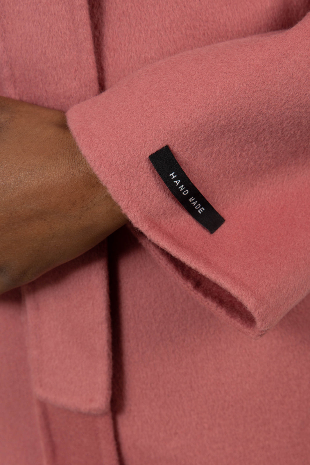 Deep pink wool blend handmade belted trench coat_11