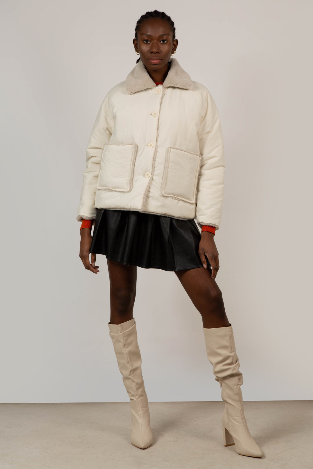 Ivory faux fur large pocket reversible coat_6