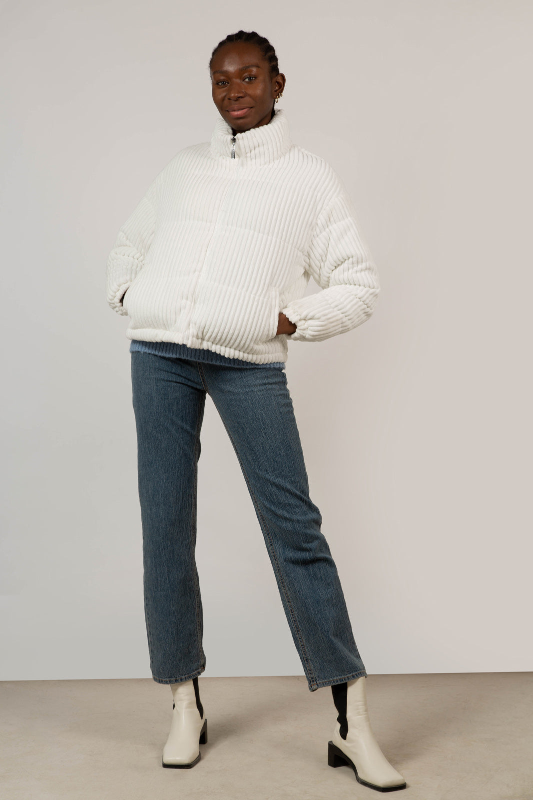 Ivory large corduroy puffer coat_4