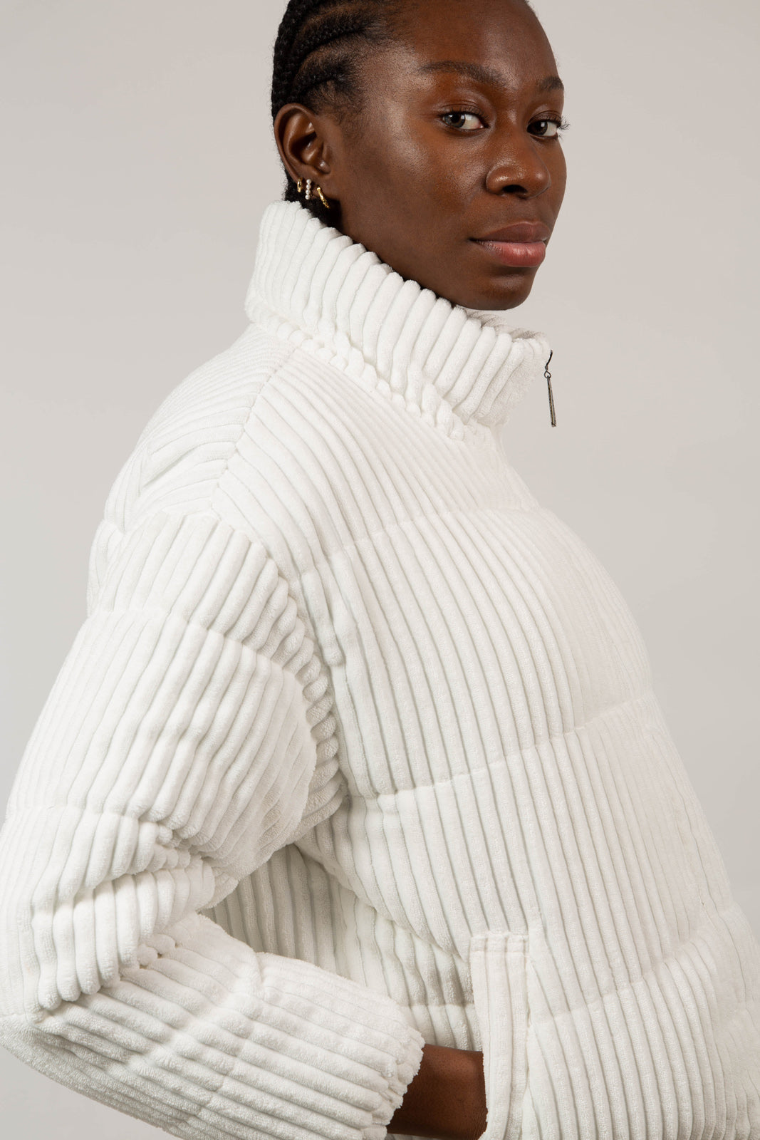 Ivory large corduroy puffer coat_2
