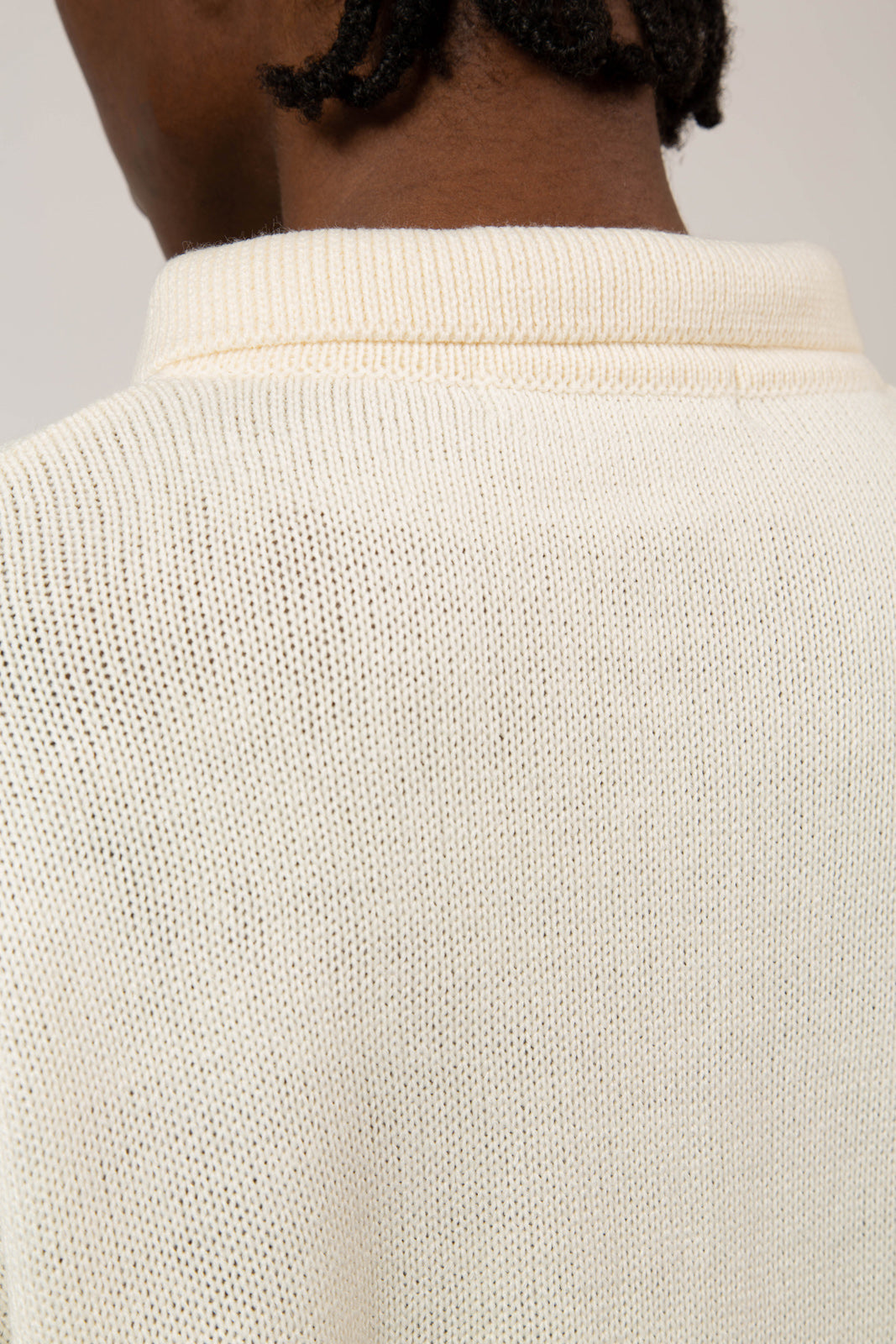 Oatmeal zip polo knit top_6