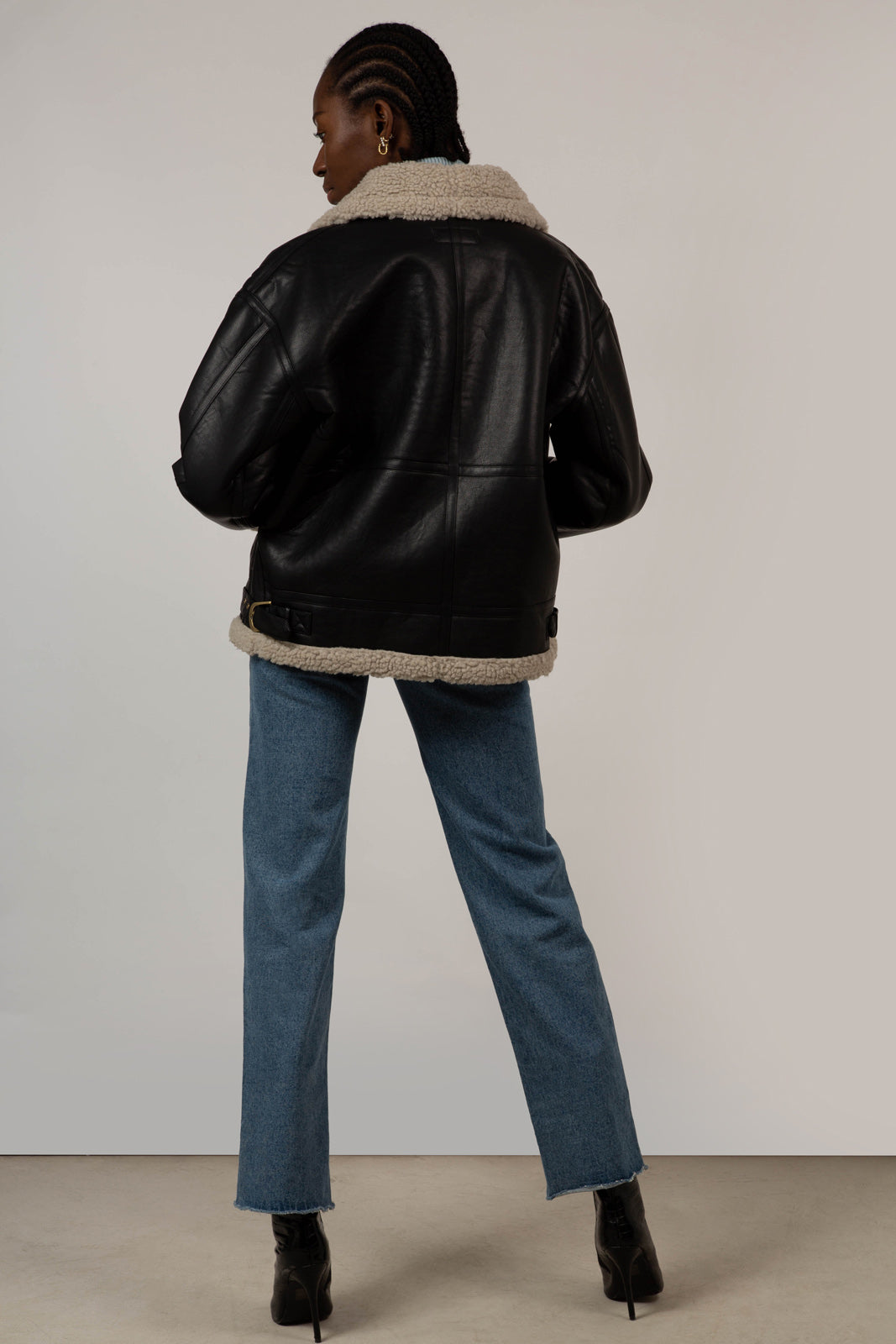Black faux shearling biker jacket_7