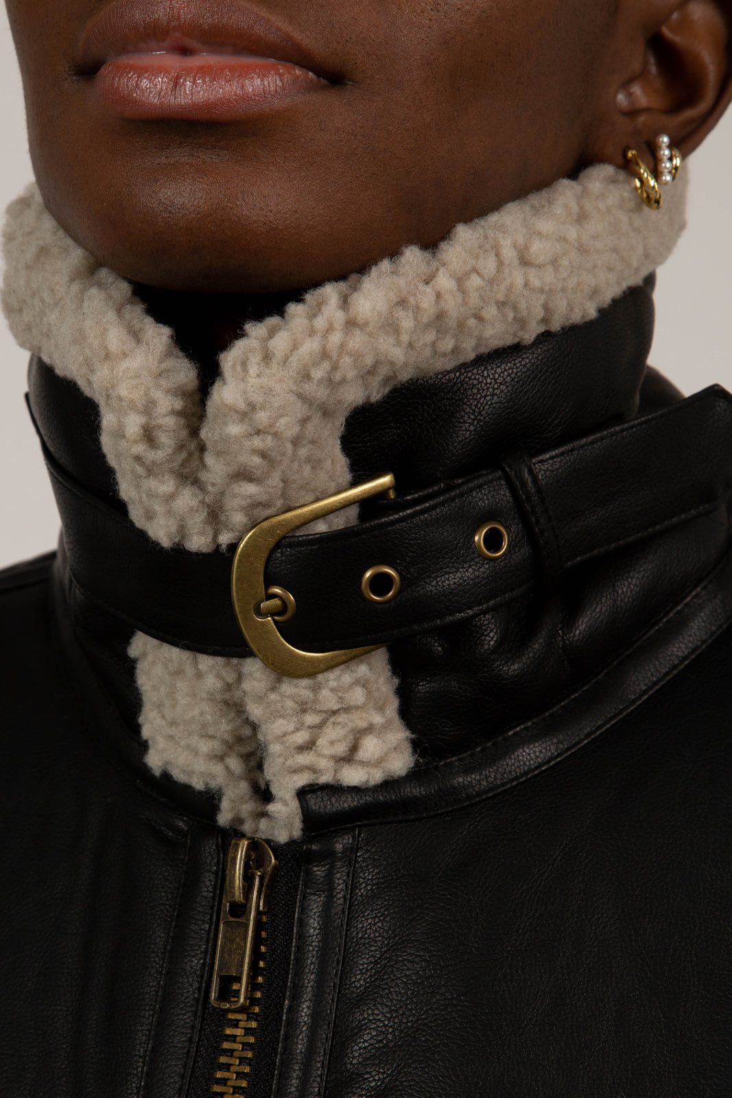 Black faux shearling biker jacket_4