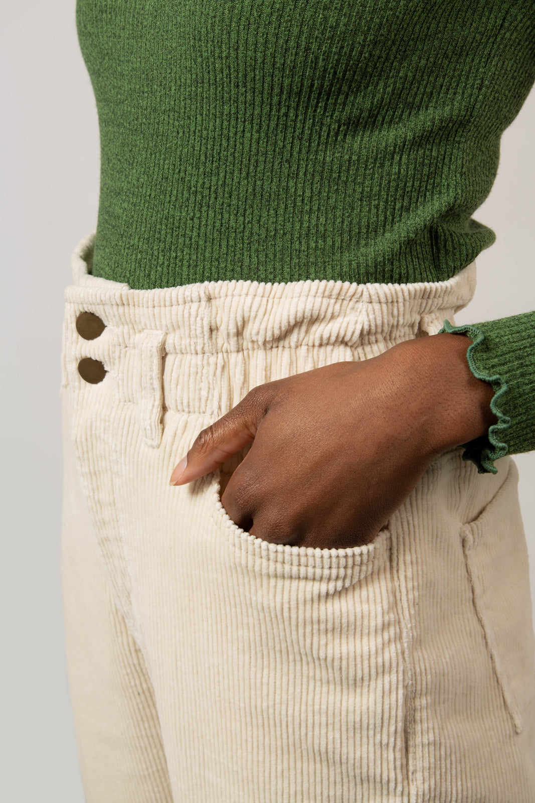 Ivory high waist corduroy trousers_5