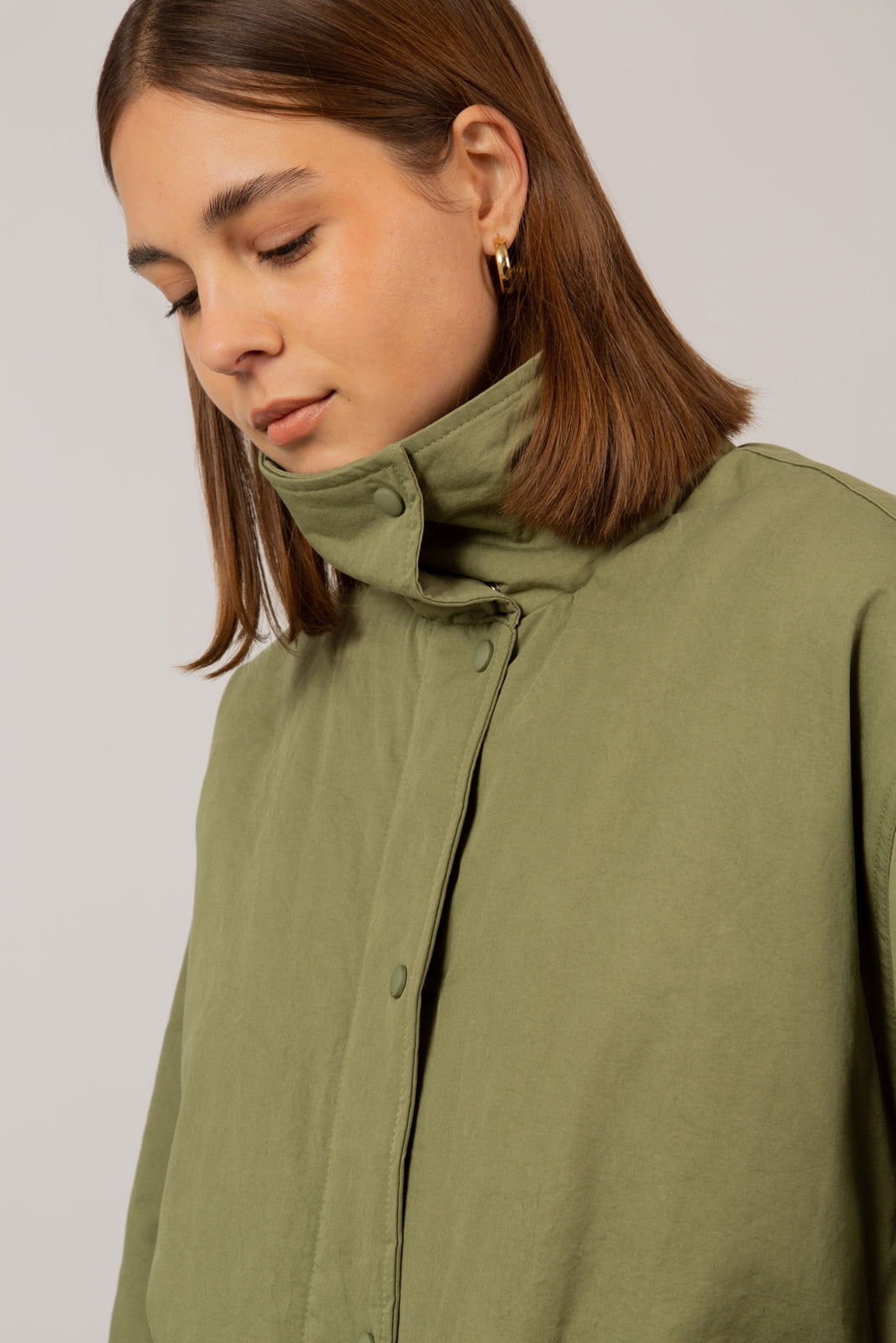 Pale khaki teddy lined cinch back parka_6