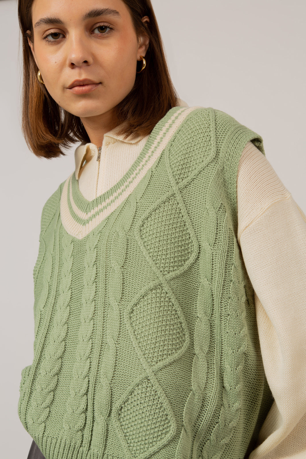 Mint and ivory varsity trim sweater vest_9