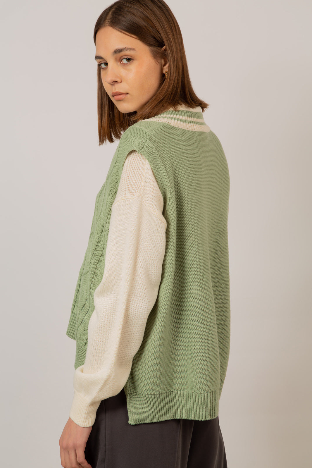 Mint and ivory varsity trim sweater vest_4