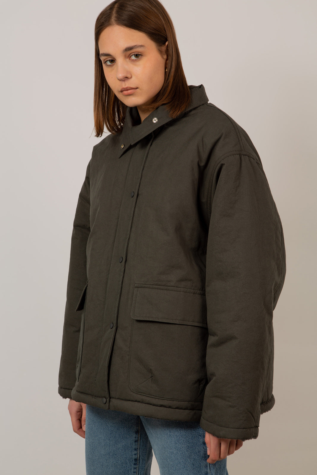 Charcoal teddy lined cinch back parka_14