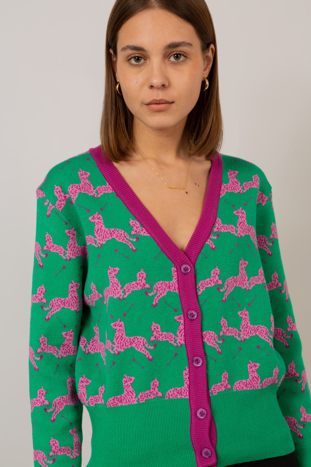 Green and hot pink leaping zebras cardigan_5