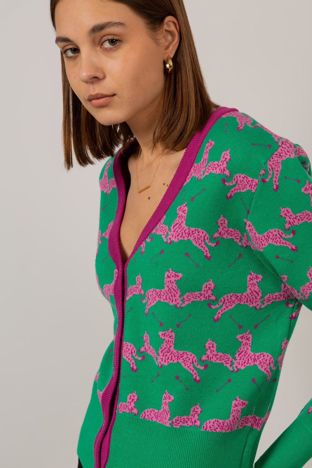 Green and hot pink leaping zebras cardigan_8