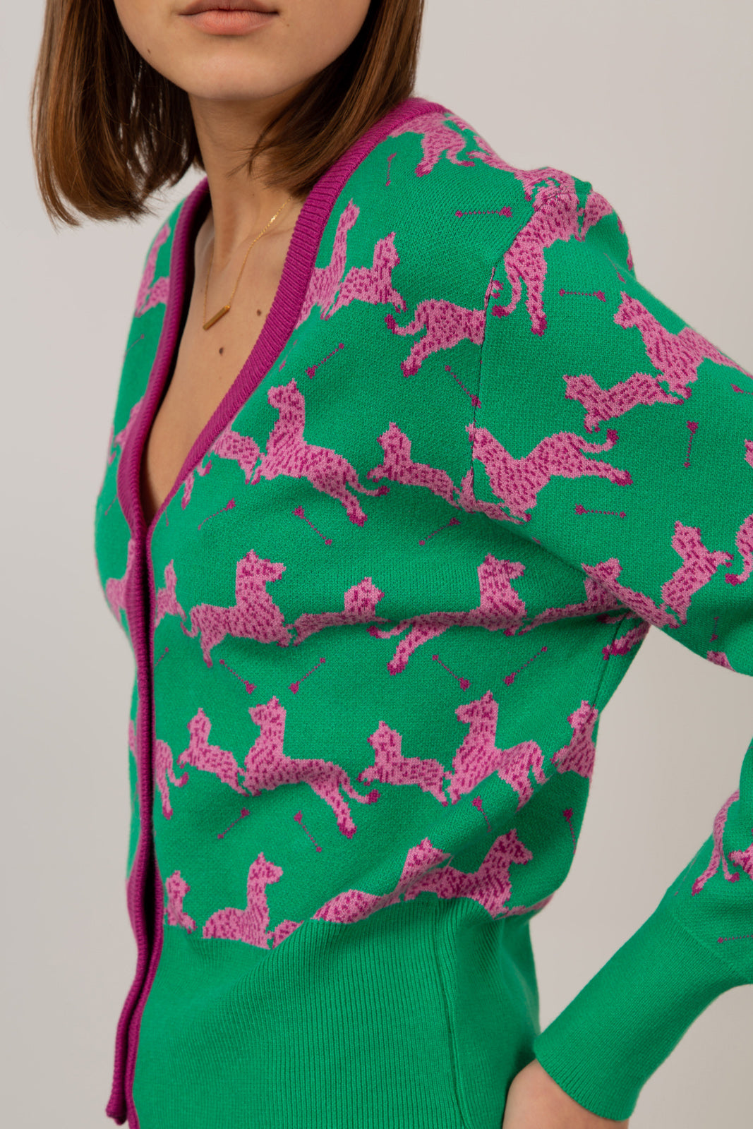 Green and hot pink leaping zebras cardigan_9