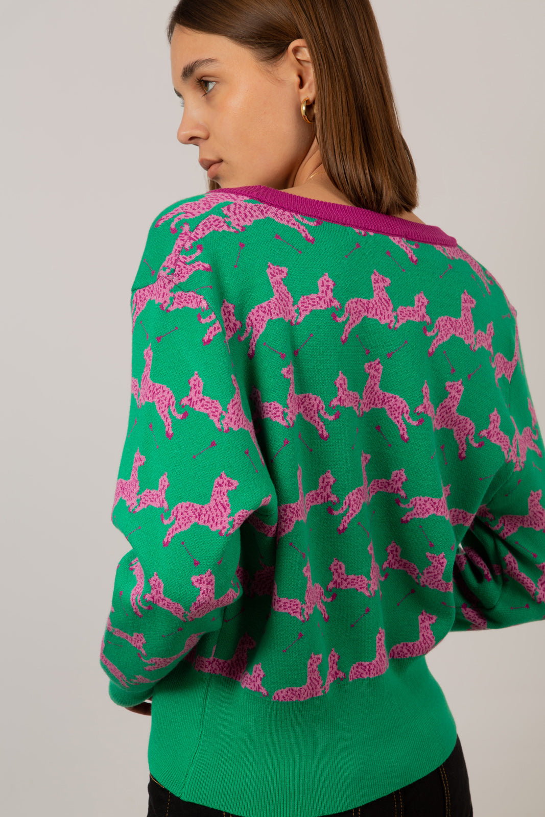 Green and hot pink leaping zebras cardigan_10