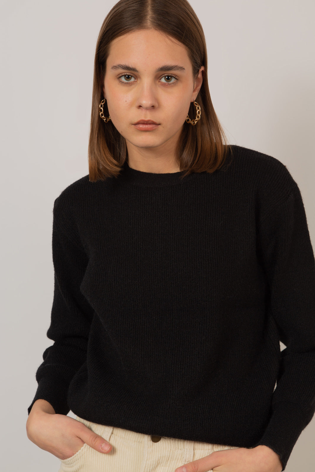 Black ribbed crew neck jumper_1