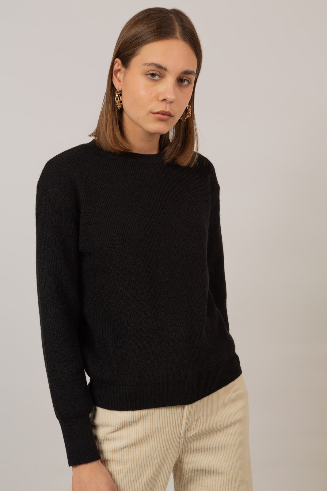 Black ribbed crew neck jumper_6