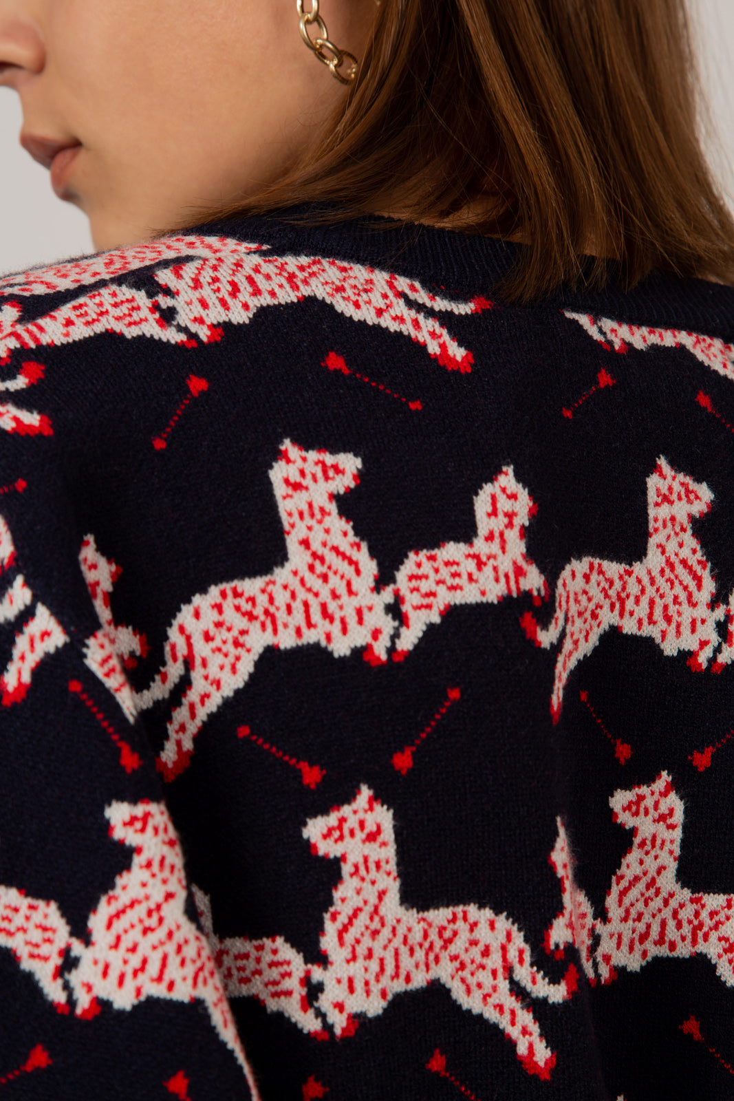 Navy and red leaping zebras cardigan_3