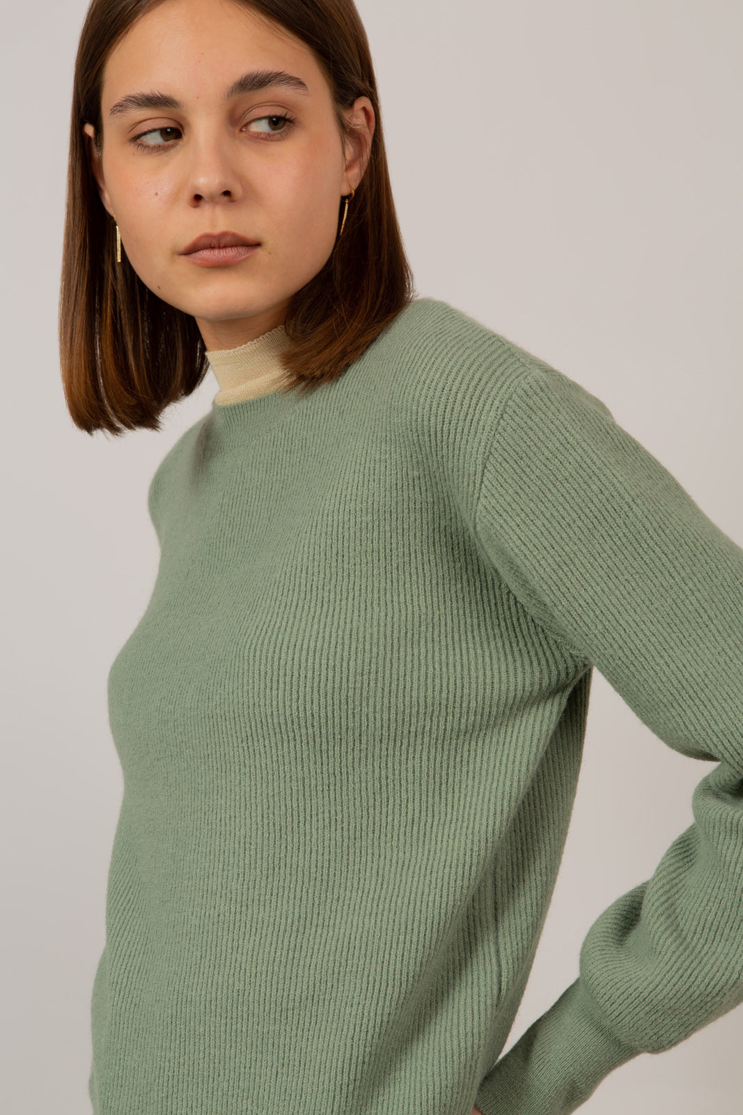 Mint green ribbed crew neck jumper_4