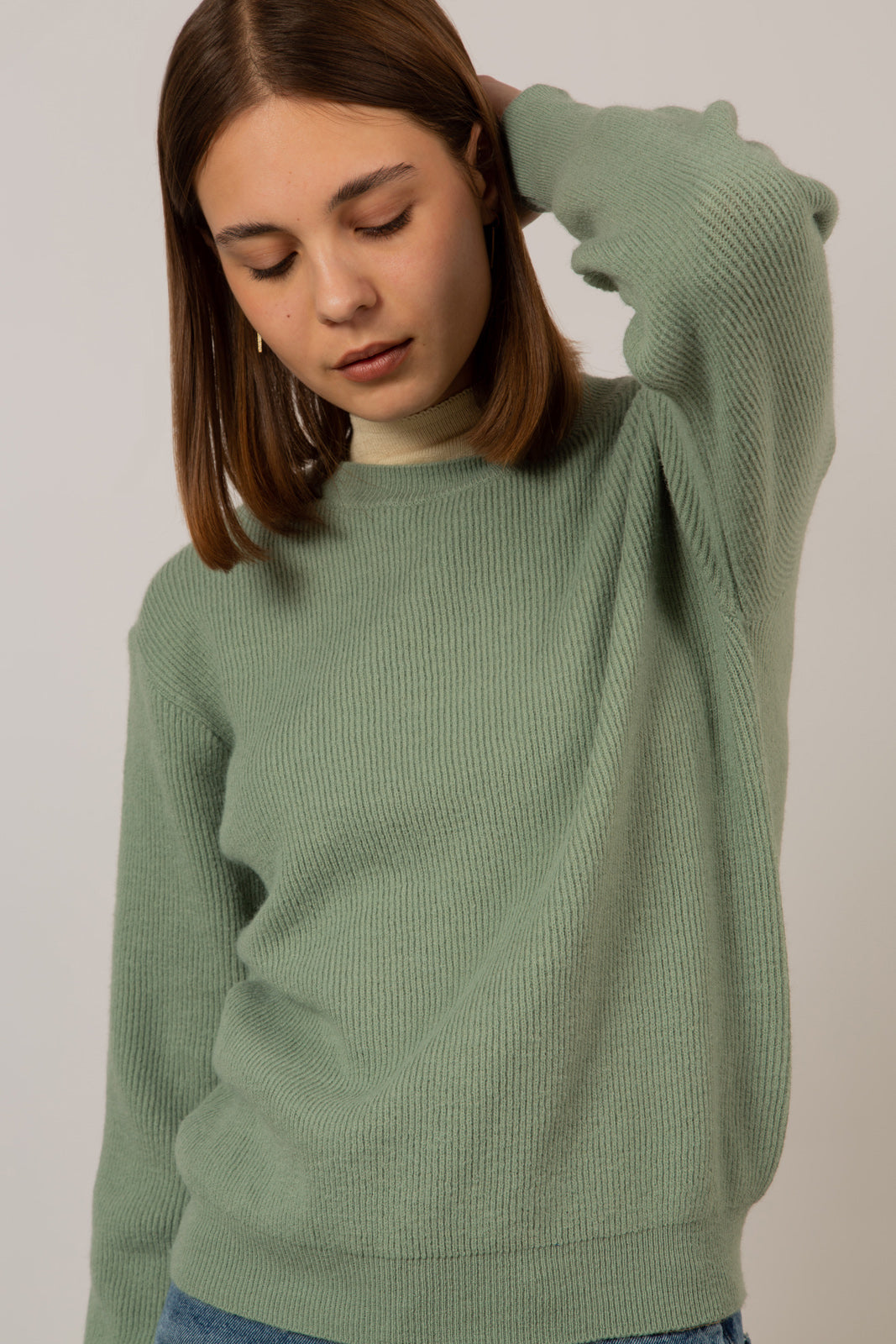 Mint green ribbed crew neck jumper_1