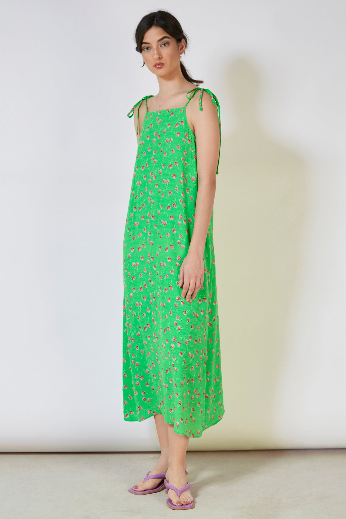Bright green and pink tie strap dress_11