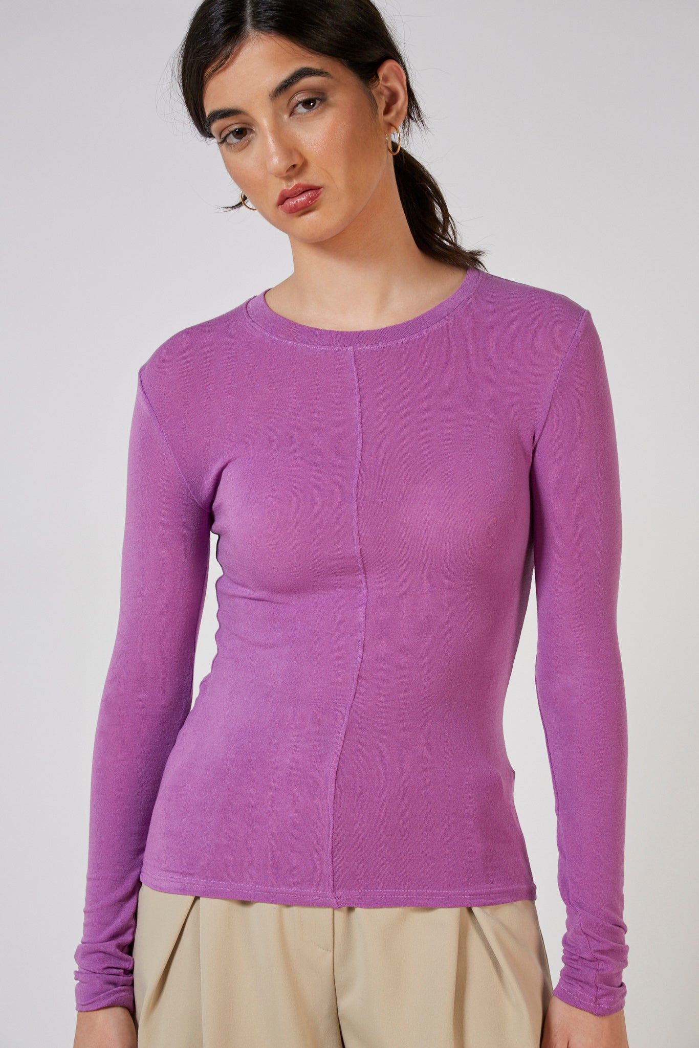Bright purple fitted long sleeved top_6