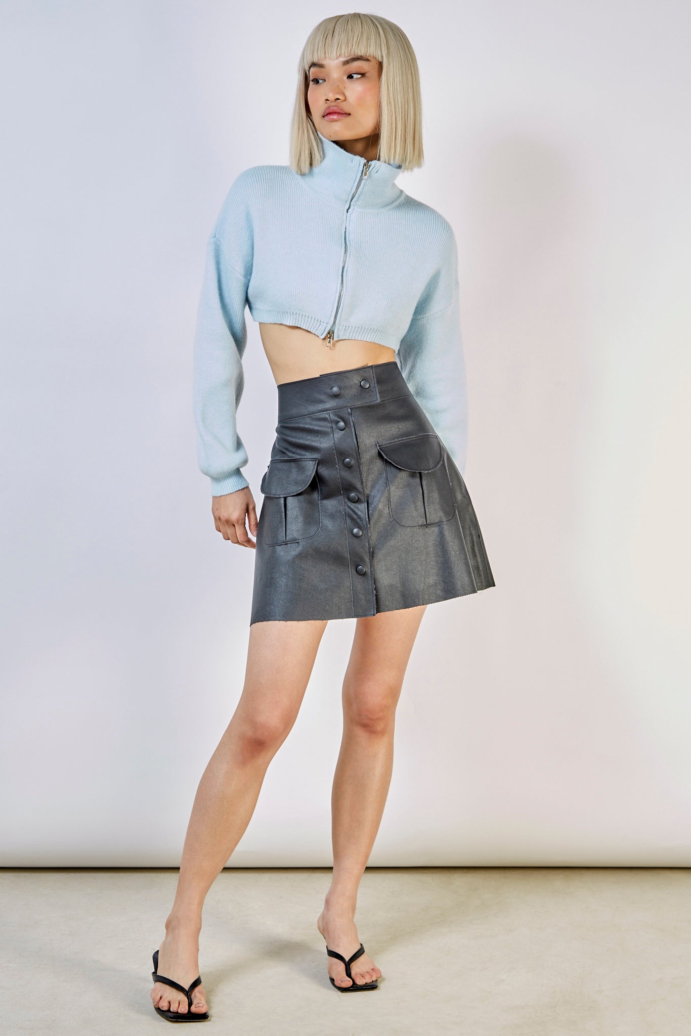 Blue cropped double zip cardigan_2