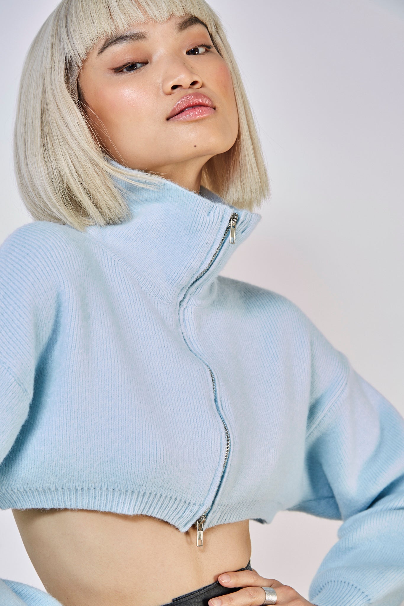 Blue cropped double zip cardigan_3