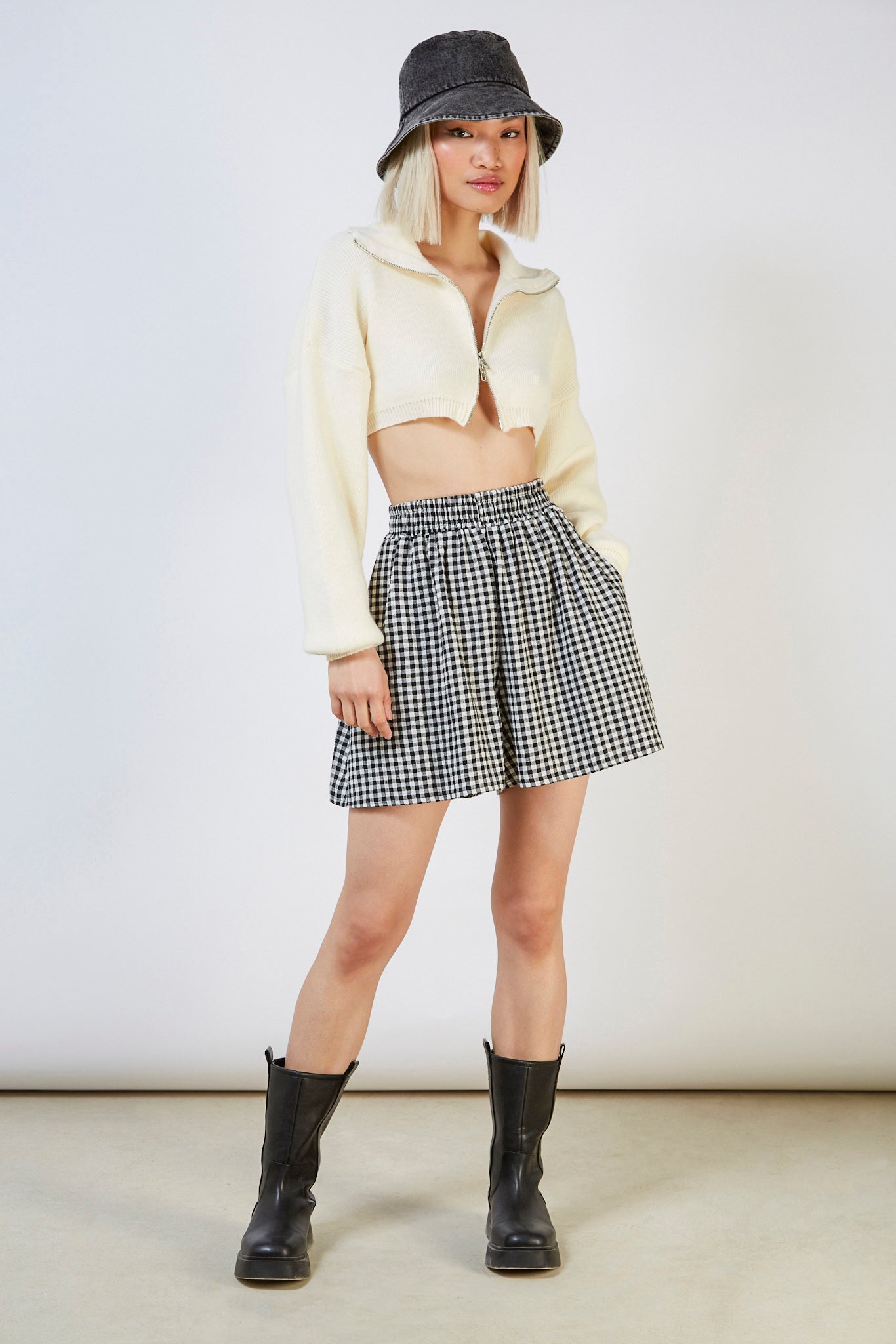 Ivory cropped double zip cardigan_6