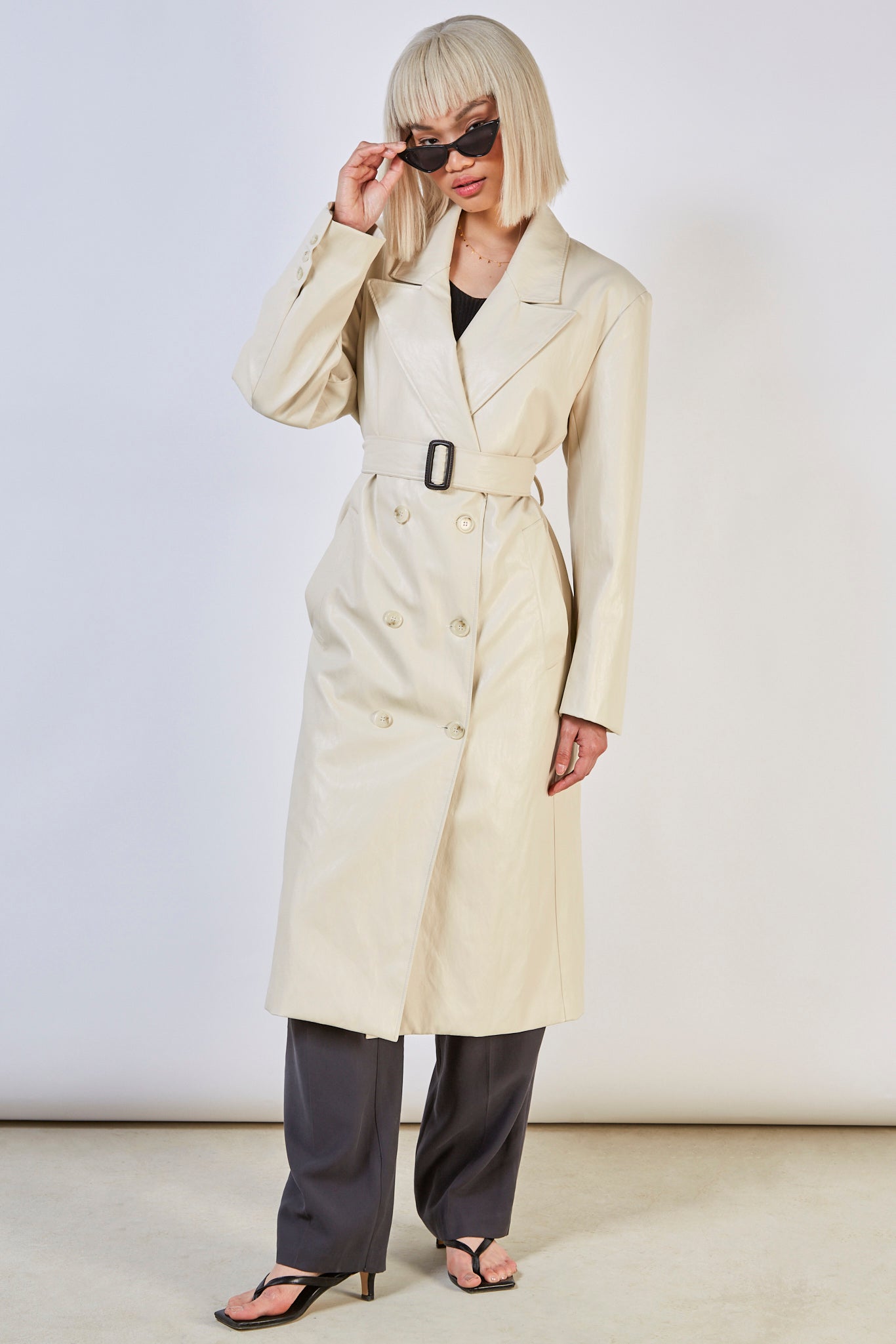 Ivory vegan leather trench coat_2