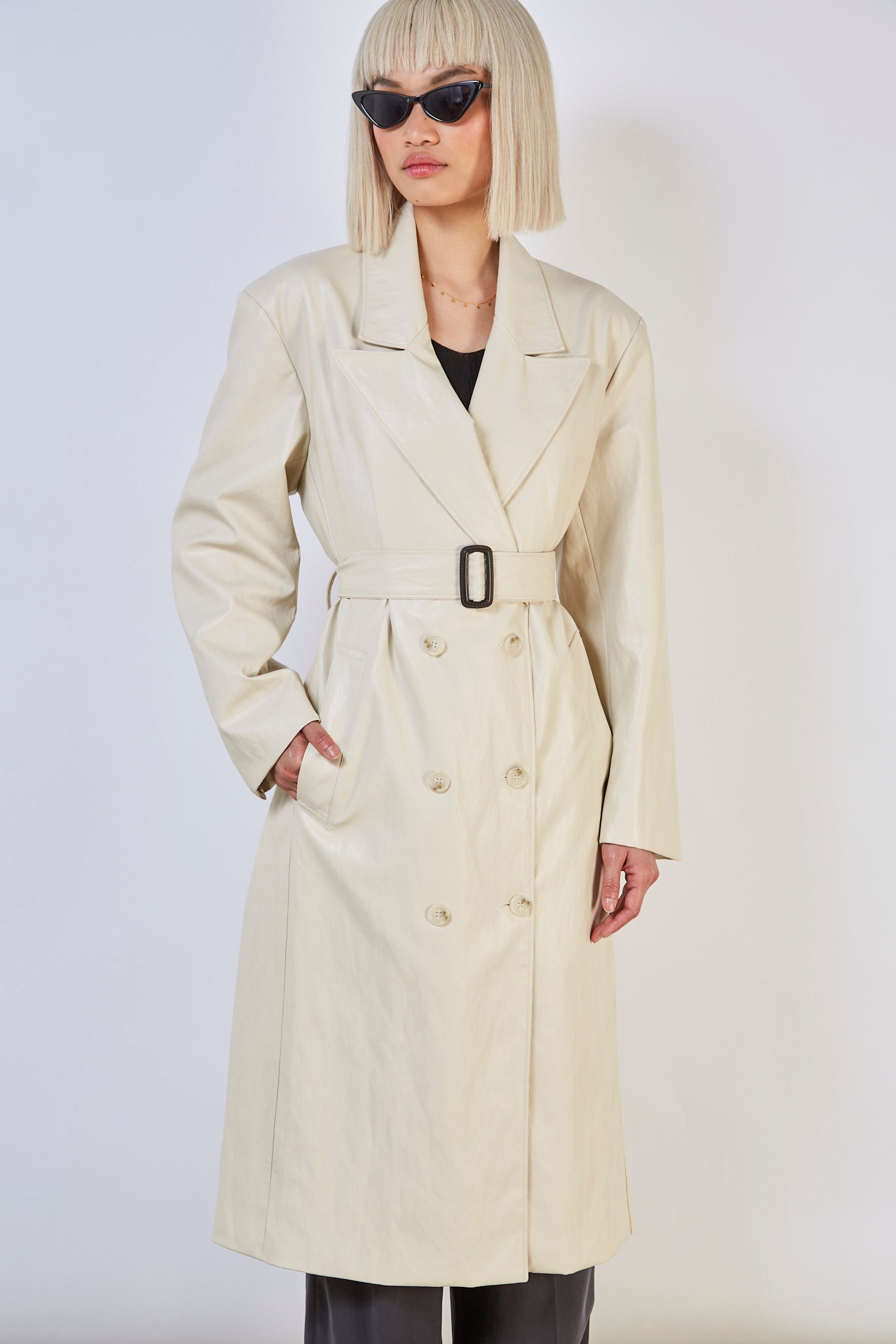 Ivory vegan leather trench coat_6