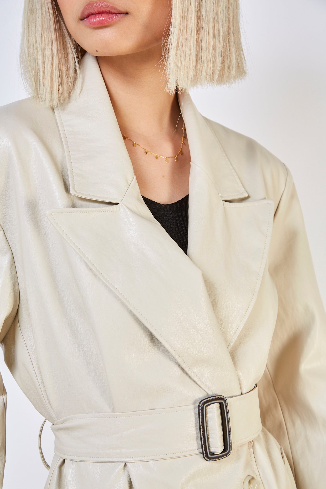 Ivory vegan leather trench coat_8