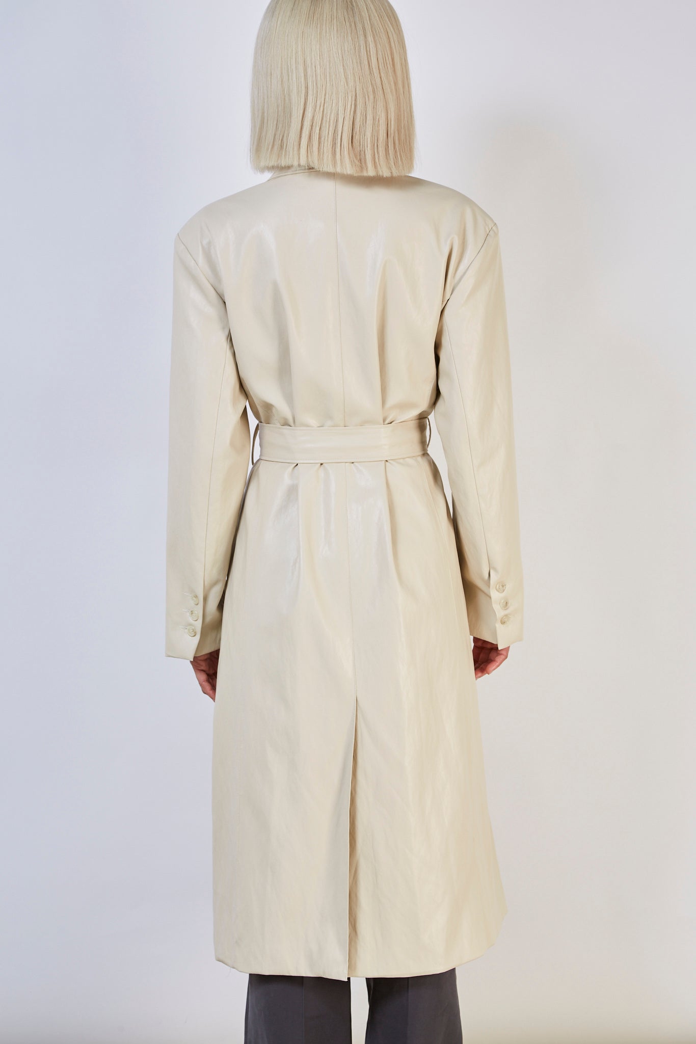 Ivory vegan leather trench coat_7