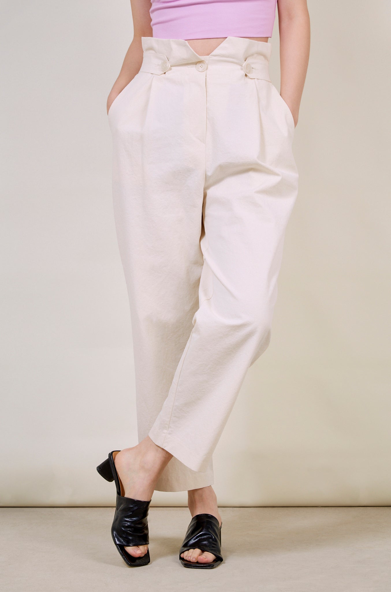 Cream side button smart trousers_1