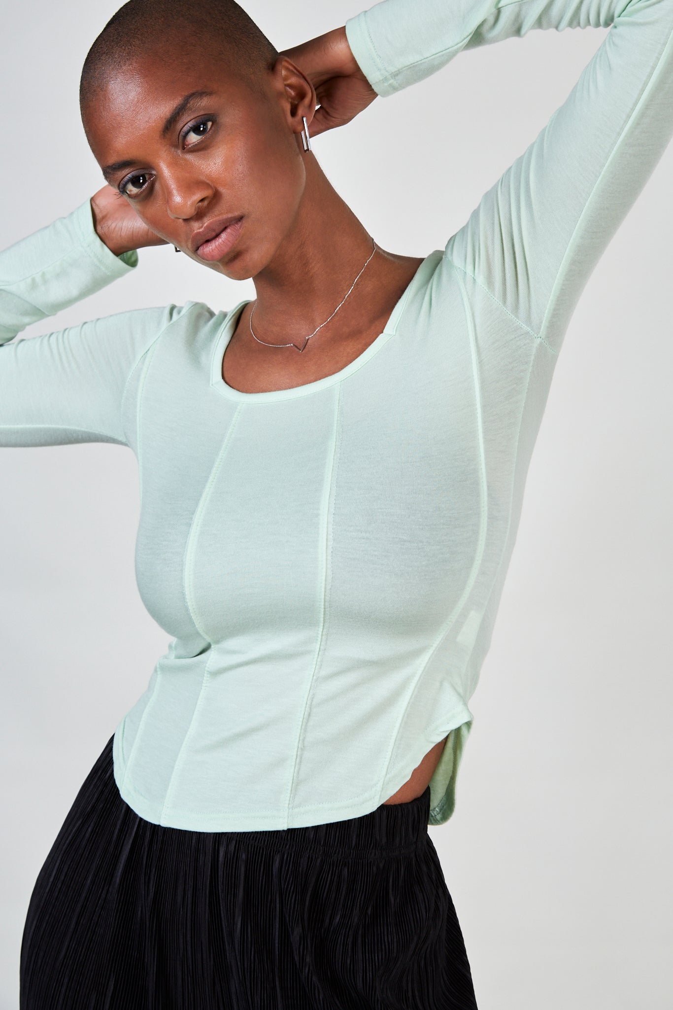 Mint green corset lined top_1
