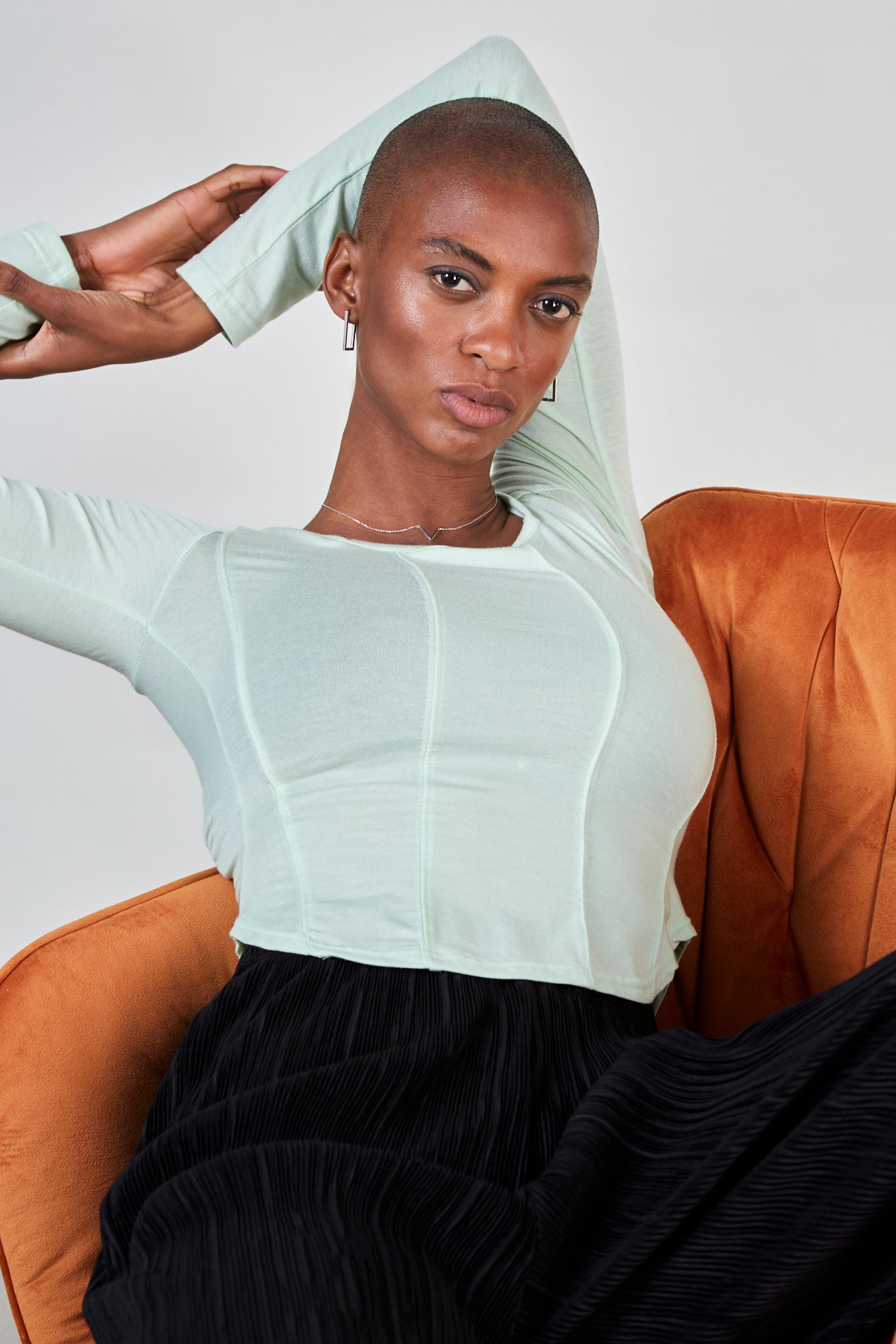 Mint green corset lined top_4