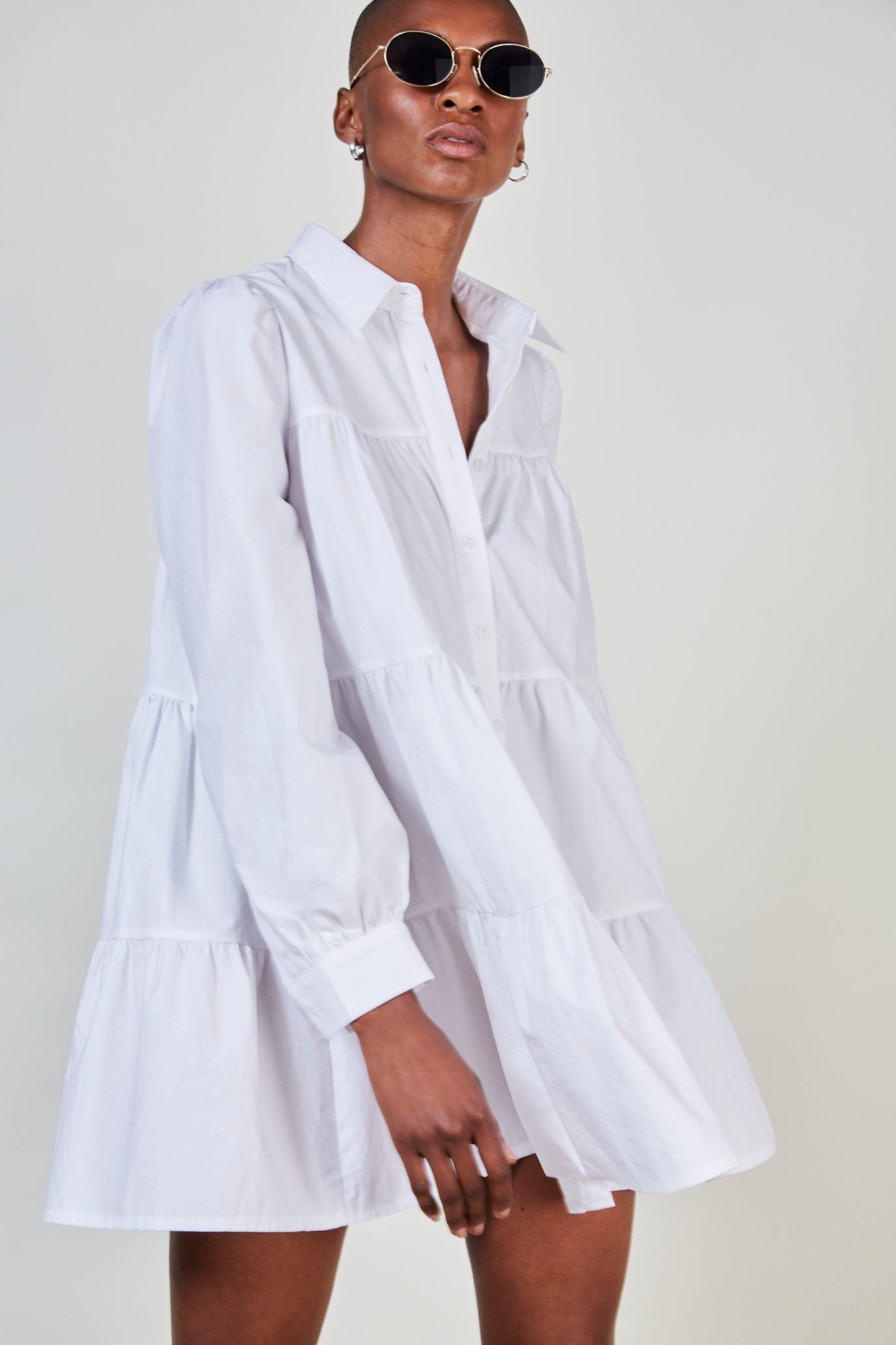 White tiered shirt dress_2